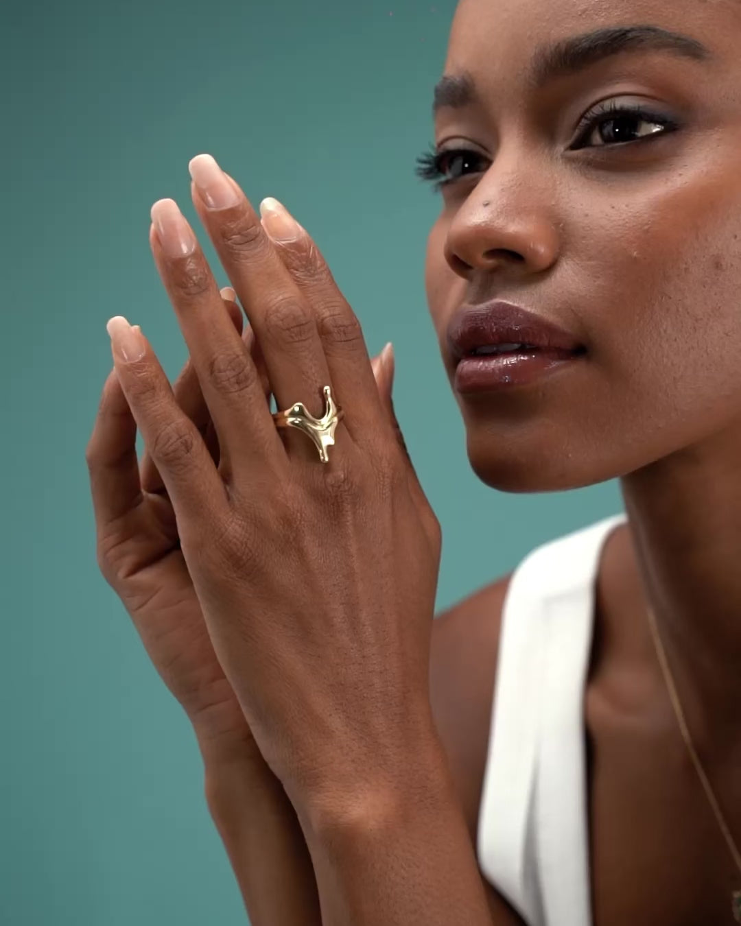 Abstract Sculptural Ring, Modern Artistic Design - 18k Gold Vermeil