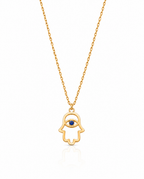 Sapphire Hamsa Hand Necklace, Protection Amulet - Protection Jewelry