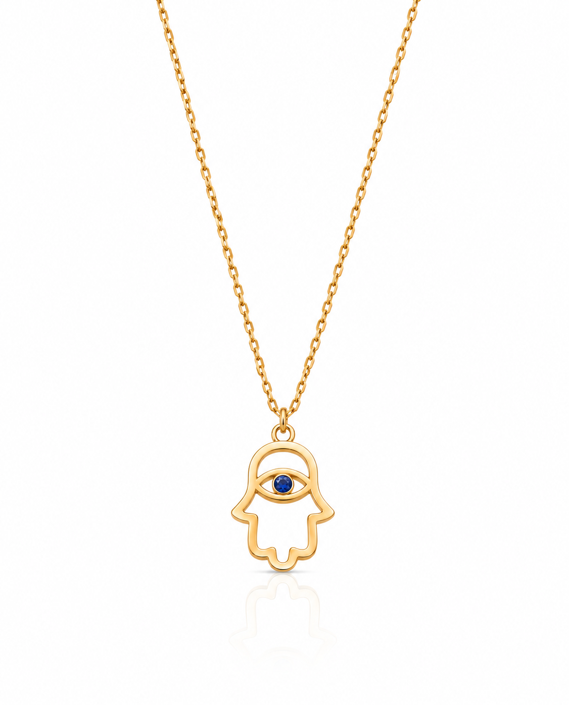 Sapphire Hamsa Hand Necklace, Protection Amulet - Protection Jewelry