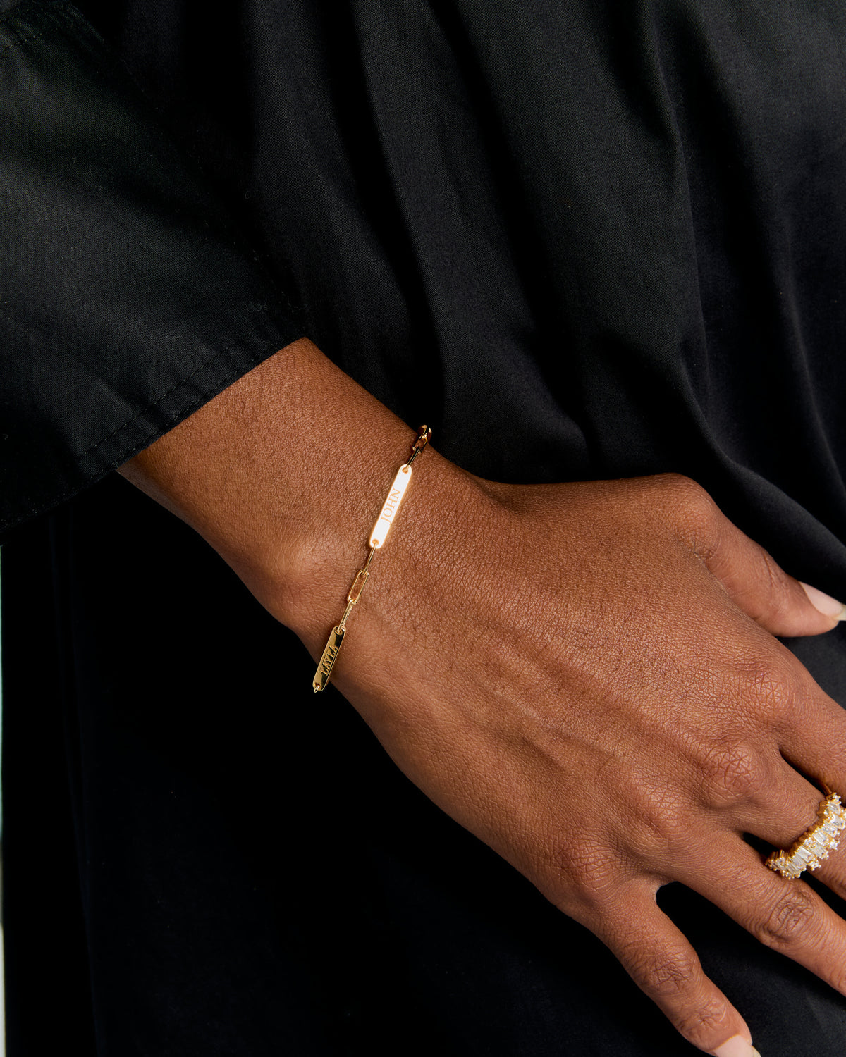 Silver Engraved Dainty Name Bar Bracelet - Name Jewelry