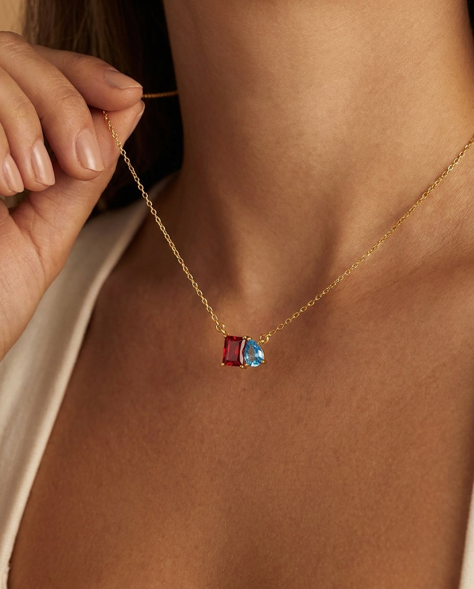 Toi et Moi Gemstone Necklace | 18k Gold Vermeil