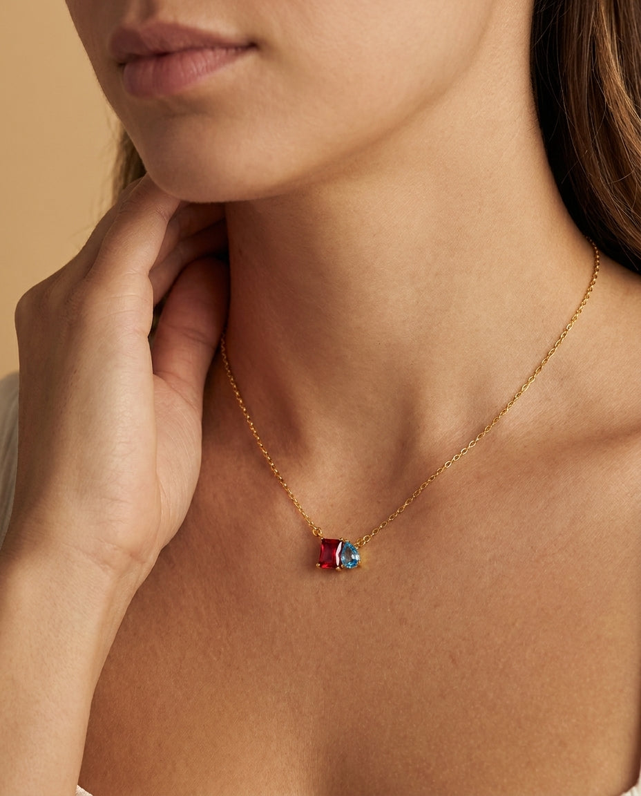 Toi et Moi Gemstone Necklace | 18k Gold Vermeil