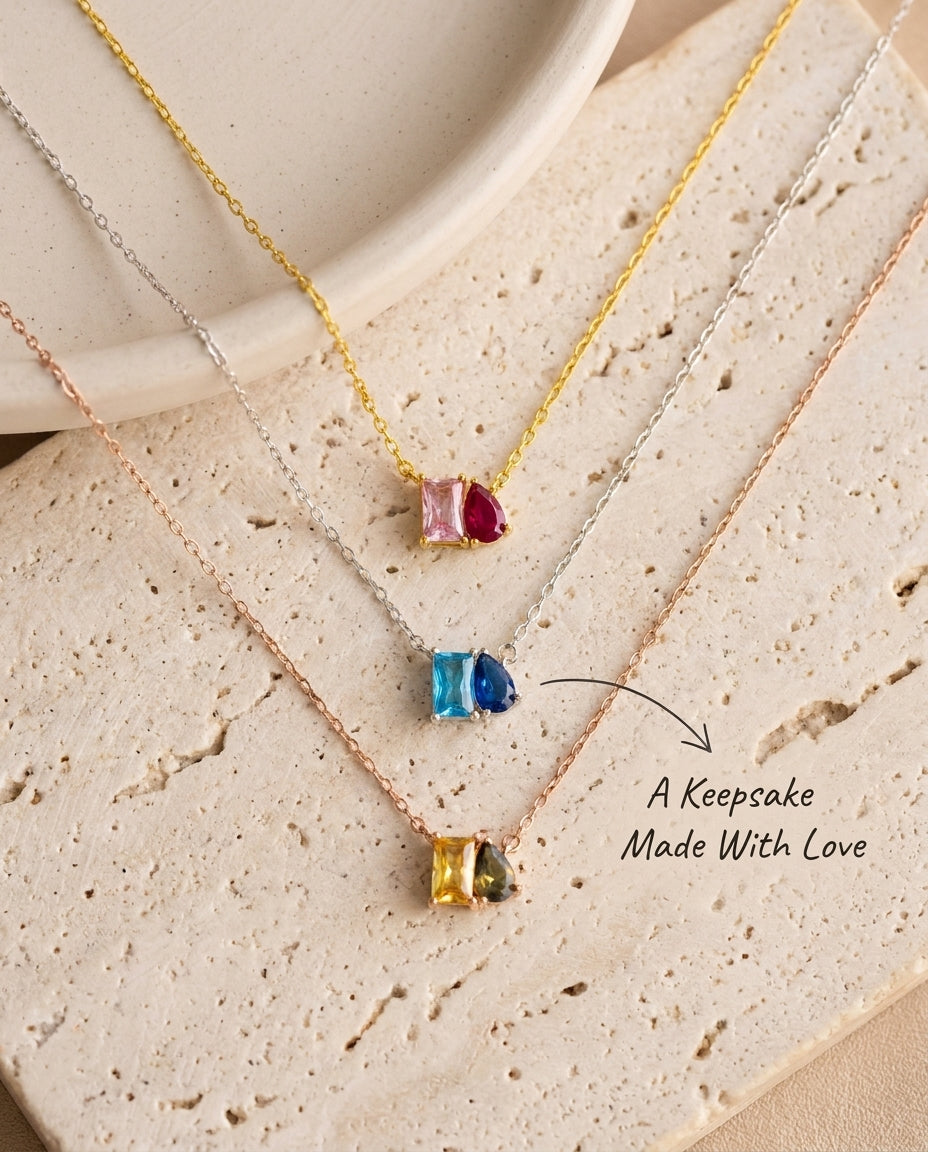 Toi et Moi Gemstone Necklace | 18k Gold Vermeil