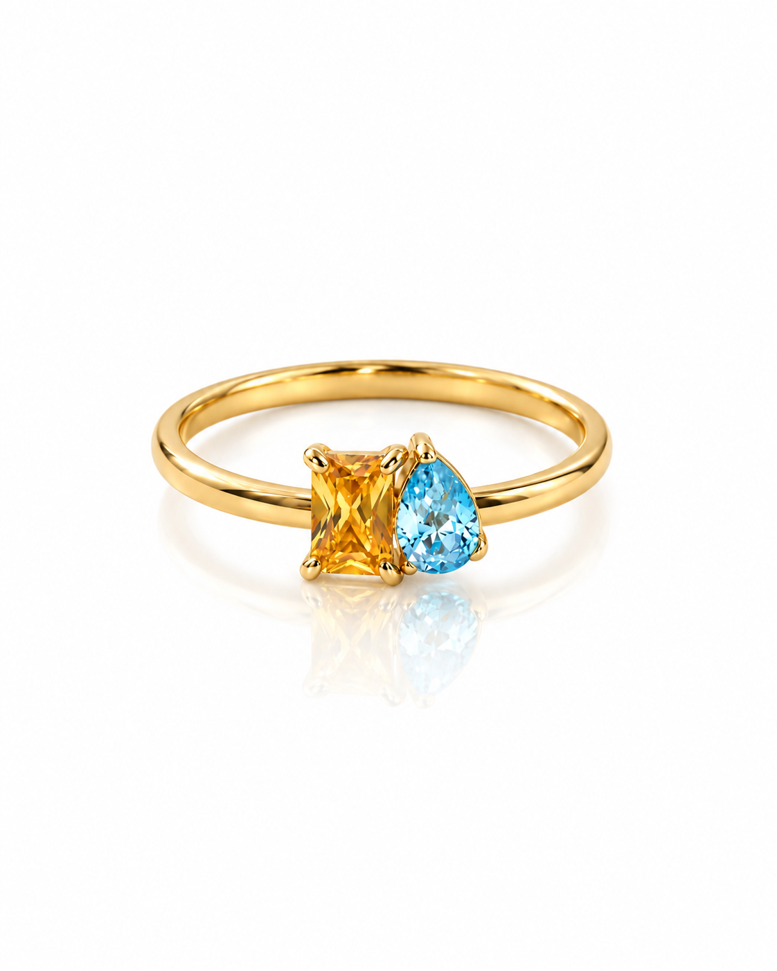 Toi et Moi Gold Ring with Two Birthstones