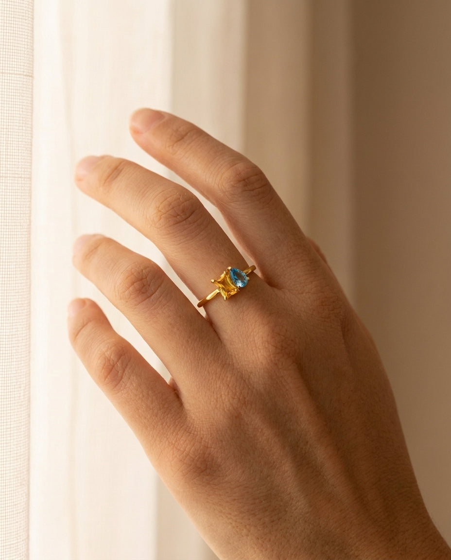 Toi et Moi Gold Ring with Two Birthstones