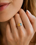 Toi et Moi Gold Ring with Two Birthstones