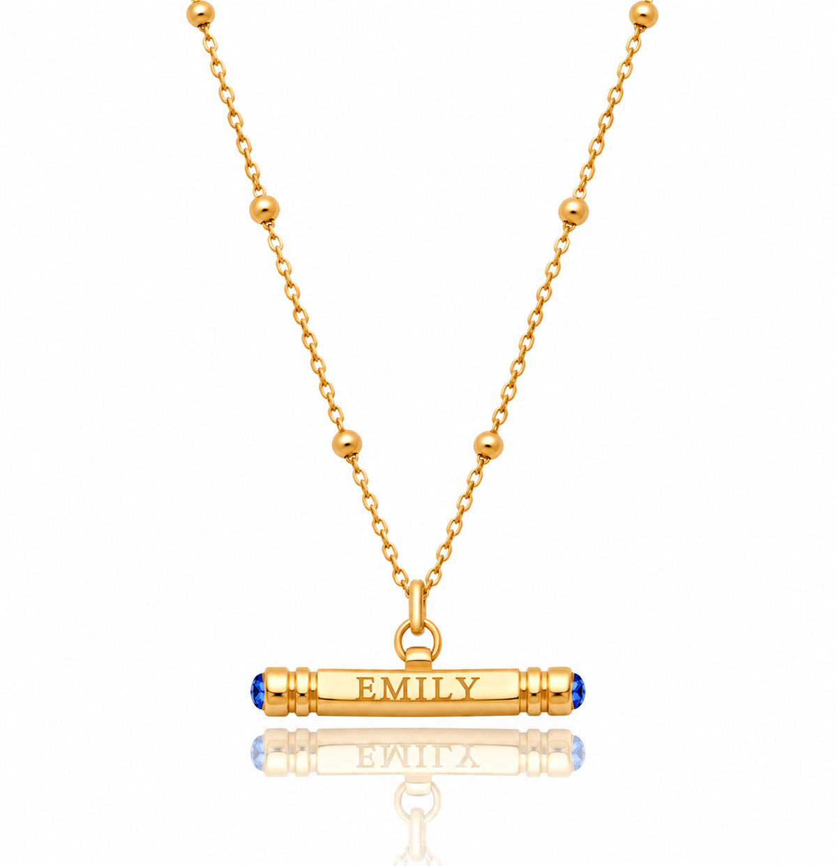 Personalized Gold Bar Necklace with Birthstone - Custom Name Jewelry