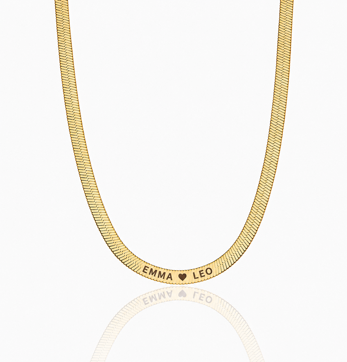 Personalized Engraved Gold Herringbone Name Necklace