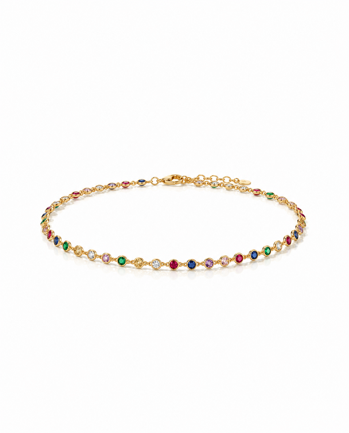 Vibrant Rainbow Gemstone Bezel Set Station Necklace